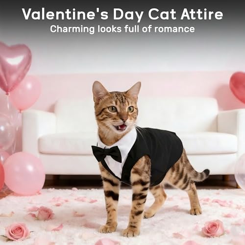 PUMYPOREITY Cat Tuxedo Suit with Bow Tie, Formal Costume for Photos, Black, S by PUMYPOREITY - Used condition - Image 3