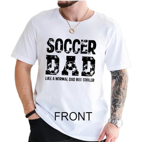 Personalized Soccer Dad Shirt with Fire – White Shirts Soccer Dad for Men - Front and Back Dad Soccer Shirts for Men Soccer Dad Gifts - Soccer Dad Shirts Men – Custom Name and Number 7