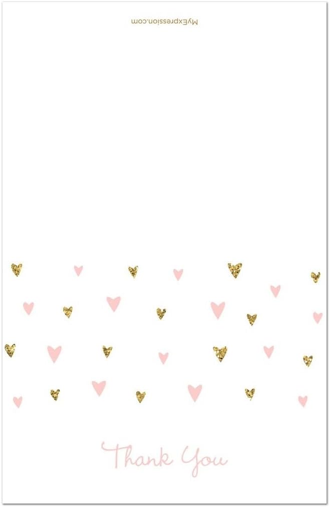 MyExpression.com 50 Cnt Pink Faux Glitter Hearts Baby Shower Thank You Cards