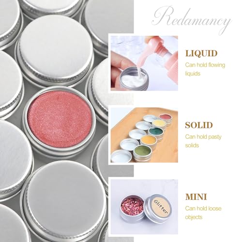 Redamancy 24 pcs Aluminium Empty Containers, 5ml Aluminium Tins Jars, Lip Balm Tins with Screw Lids, Round Travel Cream Jars with Labels and Mini Spatula, for Lip Balm, Lotion, Cream, Mini Candles - Image 6