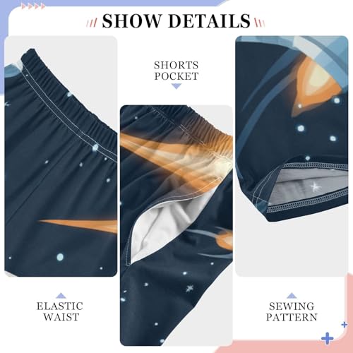 ZZXXB Space Airship Boys Long Pants Soft Trousers Elastic Waist Kids Lounge Bottoms with Pockets S-XL4