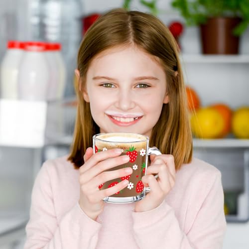 Taza de vidrio con diseño de fresa 12 oz miniatura 5
