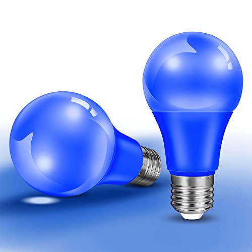 LKQH 2-Pack Blue Light Bulb 9W (60W Equivalent) LED Colored Light Bulb E26 Base for Christmas Halloween Home Holiday Lighting Party Wedding Bar Mood Decor