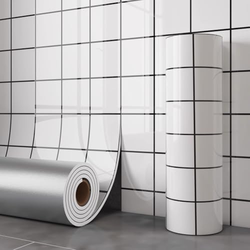 Selbstklebende Tapete in Marmoroptik, ölbeständig, wasserdicht, Vinyl, dekorative Folie, abnehmbare Tapete für Küche, Badezimmer, Arbeitsplatten, Rolle, 40 x 300 cm (Weiß 4)