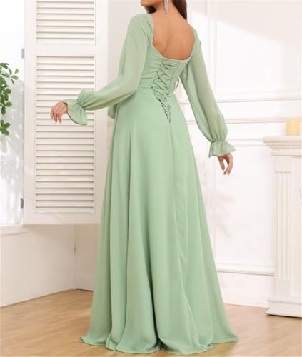 Robe de demoiselle d'honneur col en v manches longues de soirée - 5