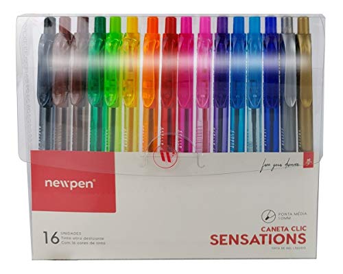 Caneta Esferográfica Clic Sensations Newpen 16 Cores 1.0mm