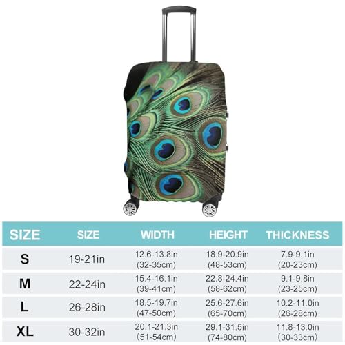Green Peacock Feather Printed Luggage Cover Protector, Fits 18-32 Inch Luggage2