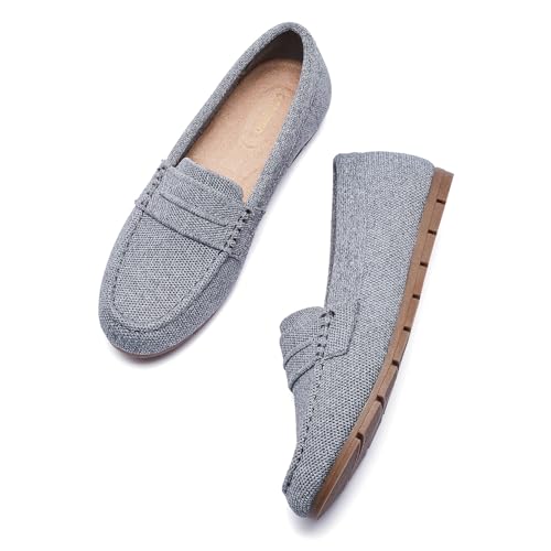 Image of Cvistpieo Loafers for Women Comfortable Dressy Casual Work Flats Lightweight & Breathable Slip On Walking Shoes Knit