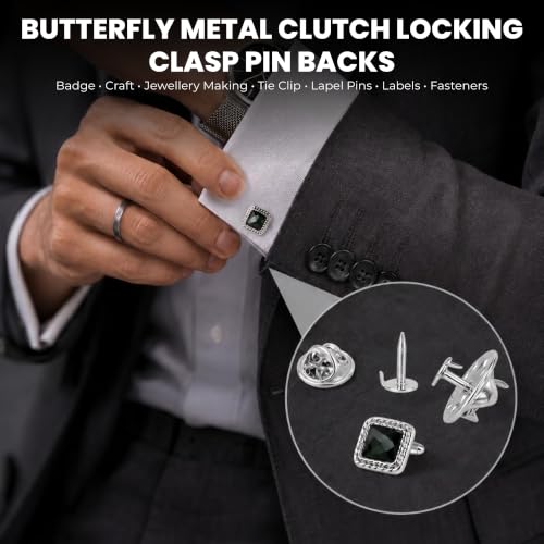 Image of (Pack of 25) Butterfly Metal Clutch Locking Clasp Pin Backs for Badge, Craft and Jewellery Making, Tie Clip Pin Label Clasps Fastener