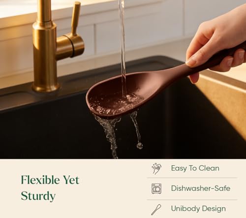 Image of Ember Cookware Silicone Stir Spatula 27 cm | 230C Heat Resistant | Platinum Grade Silicone Stirring Spoon | Heat Resistant Spatula for Cooking & Serving | Non Scratch Seamless Unibody Design | Wine