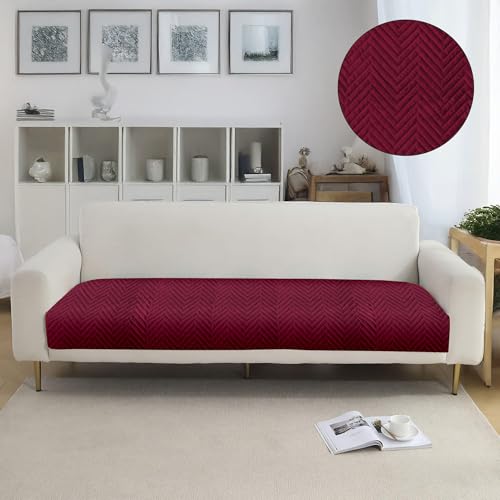 Image of Amazon Basics - Velvet Quilted Make Your Own Sofa Cover | 3 Seater | Multi-Layered Fabric | 180cm x 70cm | 350 GSM | Color - Maroon