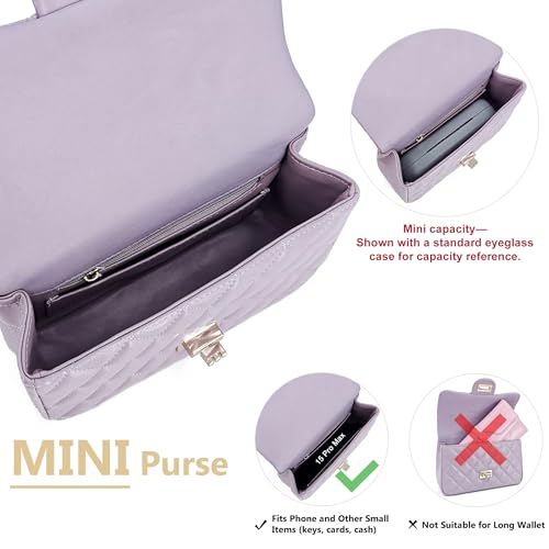 Image of M-ioi-M Small Quilted Crossbody Bags for Women,Leather Shoulder Bag with Gold Chain Strap,Metal Top Handle Flap Evening Purse