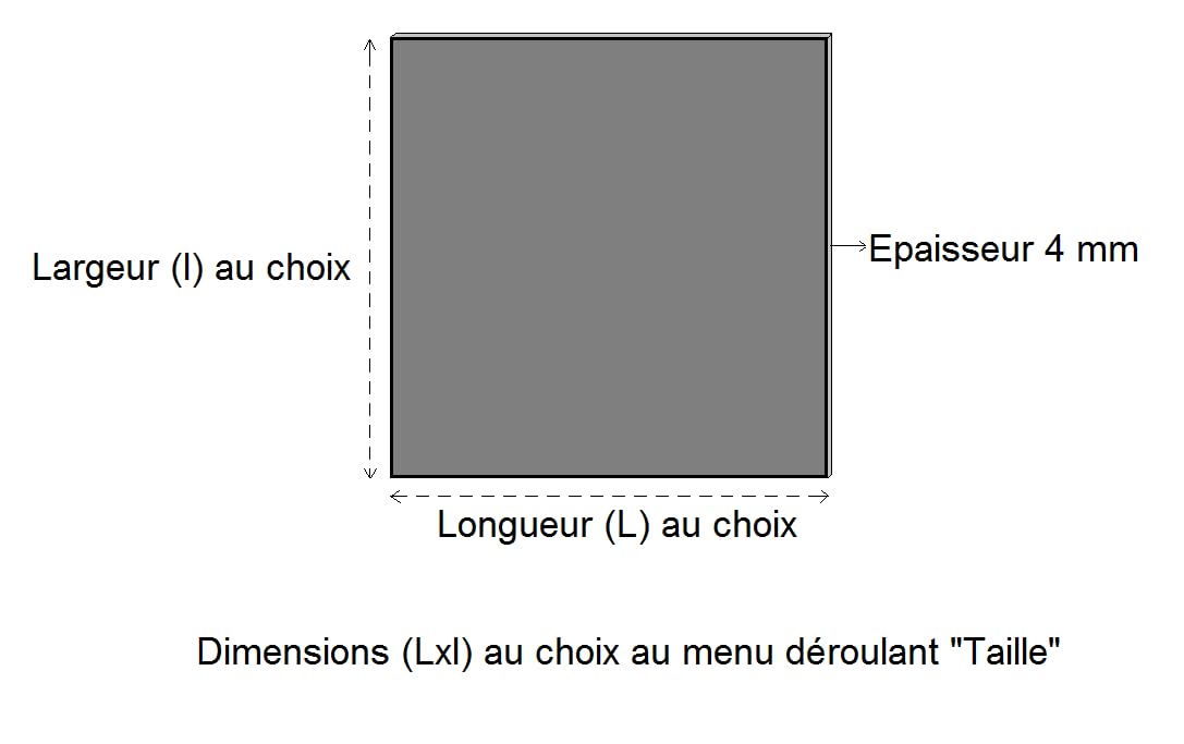 LeMétal - Tôle acier 4 mm- Dimensions au choix (2000x600 mm)