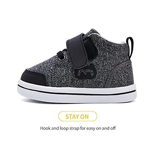 Bmcitybm Baby Shoes Girl Boy Walking Shoes Winter Non Slip Sneakers Tennis Skate Shoes First Walkers 6 9 12 18 24 Months Grey/Black Size 12-18 Months #TOP2