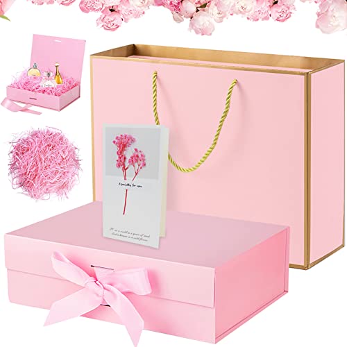 GZLFH Magnética Cajas Regalo con Tapa, Caja de Regalo con Lazo 23 x 17 x 7 cm Caja de Regalo Vacia de Lujo Premium con Material de Relleno Tarjetas de Felicitación Bolsas de Goodie