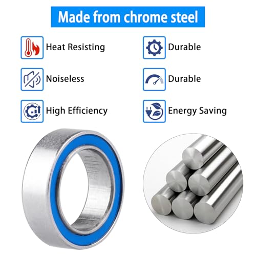 Image of 10pcs MR128-2RS Ball Bearings - Miniature Deep Groove Ball Bearing Double Blue Rubber Sealed Chrome Steel for RC Cars /Planes /Drone /Robotics and Small Electric Motors(8x12x3.5mm)