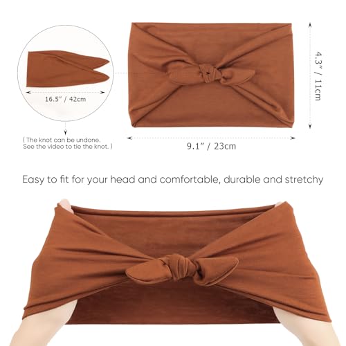 Image of DRESHOW 8 Pack Bow Headbands of Solid Color for Women's Hair Non Slip Wide Vintage Head Wraps Knotted Cute Hair Band Accessories