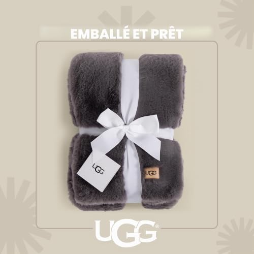 Couverture réversible UGG Euphoria en fourrure de luxe couleur anthracite texturée