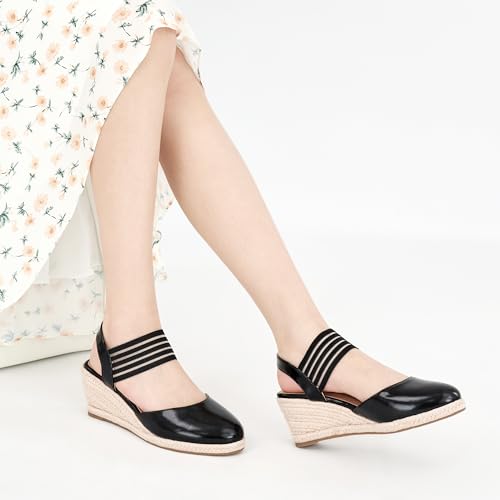 Aomigoct Wedge Sandals Dressy Women: Comfortable Elastic Strap Espadrille Wedges - Ladies Beach Casual Shoes2