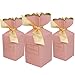 50Pcs Wedding Party Favor Boxes ï¼ŒCandy Boxes Paper DIY with Gold Ribbons for Wedding Bridal Shower Baby Shower Birthday Party(2.28X3.46X5.71inch, Pink) (Pink With Gold Ribbon)