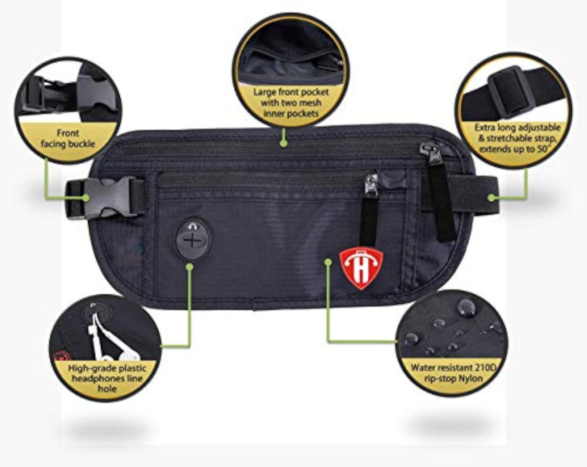 Waterproof Travel Mobile Waist Pouch, RFID Security Belt