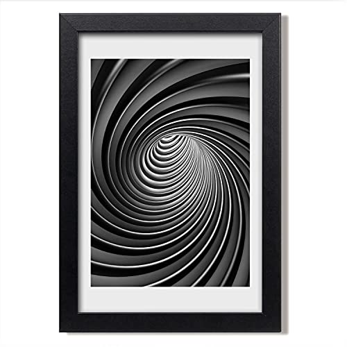 Tableau moderne abstraction de tourbillon et son cadre en bois 20x30 cm pour salon contemporain