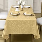 Romanstile Extra Long Outdoor Table Cloth 140x240 cm Gold, Water-Repellent, Wipe Clean, Stain Resistant 210GSM Jacquard, Table Cover for Holiday Dining, Party, Family Gatherings, Sophisticated Decor - Image 7