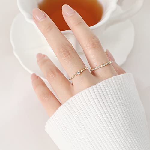 Meisss Tiny Heart Ring Stacking Dainty Cute Ring Sterling Silver Minimalist Ring Friendship Matching Stackable Diamond Gold Ring (Silver, 5.25) #TOP6