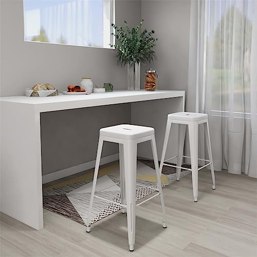 Tabourets de bar métal blanc 77 cm stables et empilables