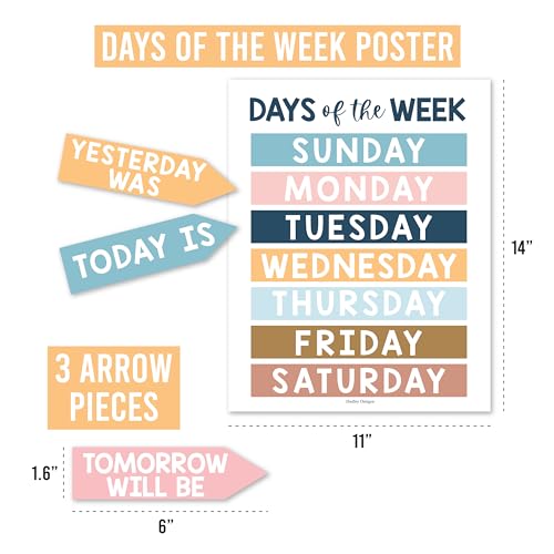 Hadley Designs Classroom Calendar Set Bulletin Board Decorations - Boho School Calendar for Classroom Decor, Kindergarten Preschool Elementary Teacher Must Haves, Homeschool & Daycare Essentials — view 4