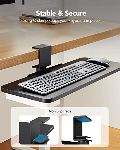Huanuo Keyboard Tray Under Desk, 360 Rotating Keyboard Tray With Adjustable C Clamp, Ergonomic Keyboard Drawer Slide Out, No Drilling Computer Keyboard & Mouse Tray, 23.62" W X 9.84" D, Black #TOP5