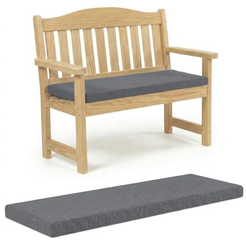 100% Waterproof Garden Bench Cushion 2/3/4 Seater Outdoor Long Bench Seat Pad for Lawn & Garden Patio Office Coffee Shop with Removable Cover (2 Seater 108cm x 45cm x 5cm Dark Grey)