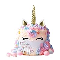 5 Einhorn Tortenaufsätze – Goldenes Horn, Ohren, Wimpern, Wiederverwendbar, Für Geburtstag & Mädchenparty