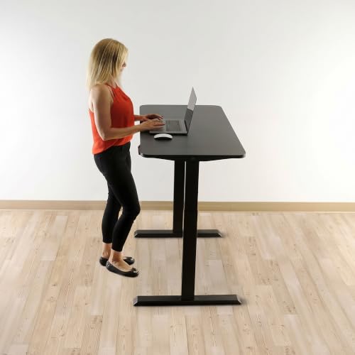Image of TechOrbits Electric Standing Desk Frame 47 x 24 Inch Tabletop - Motorized Workstation Two Leg Stand Up Desk with Memory Settings and Telescopic Sit Stand Height Adjustment (Black Frame /Black Top)