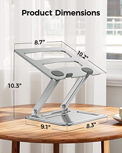 LORYERGO Laptop Stand for Desk, Adjustable & Foldable Laptop Riser for 10-15.6 Inch Laptops, Computer Stand for MacBook/Notebook, Portable Ergonomic Holder Up to 17.6lbs - Silver - Image 4