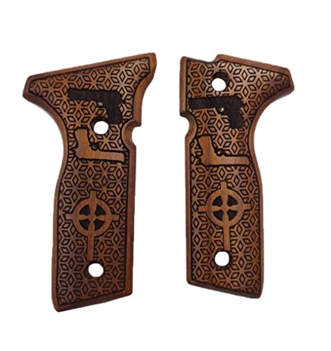 Poignée Beretta Stoeger en noyer massif gravée main motif Dracarys r2