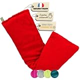Bouillotte enfant graine douce cervicale | Anti colique bebe | Règles douloureuses - lombaires - mal de dos | Fibre de bambou | Coussin chauffant pour le cou (Rouge)