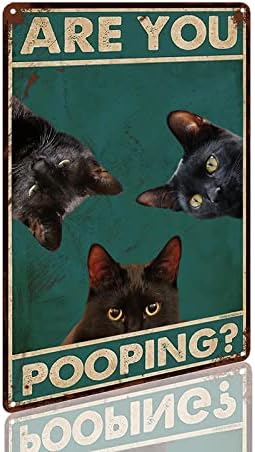 Bathroom Metal Signs Black Cat Vintage Toilet Wall Decor for Home Room Funny Retro Tin Plaque Gift 12 x 8 Inch