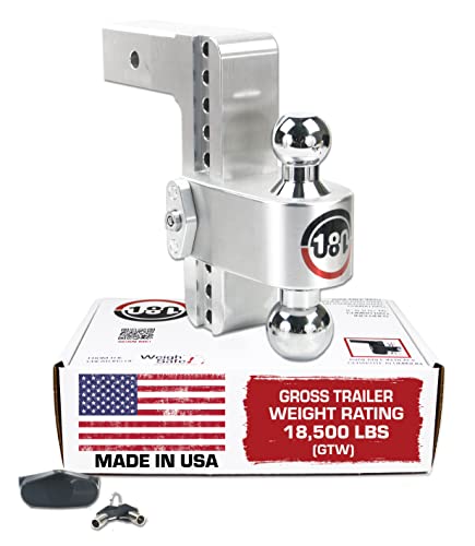 Weigh Safe 180 Hitch CTB8-2.5 Aluminum Adjustable 8" Drop & Chromed Steel Ball for 2.5" Receiver 18,500 GTW