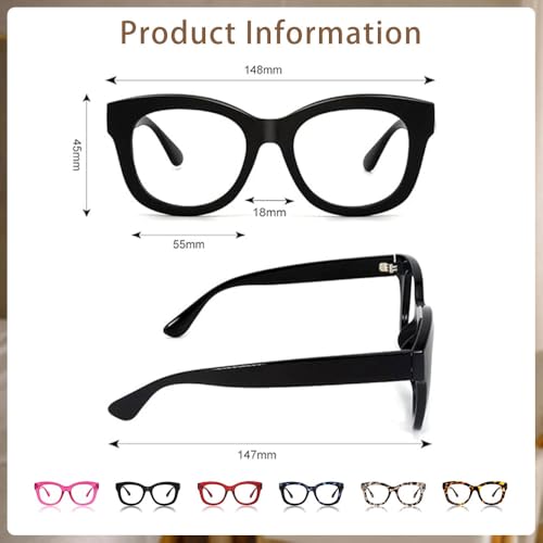 Image of JiSoo Oversized Reading Glasses for Women Men, Stylish Designer Readers Women with Large Frame