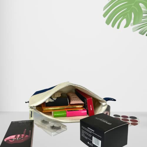 NGIL Jute/Canvas Large Travel DYI Cosmetic Bag Pouch for Women Multipurpose Travel Toiletry Pouch, Personalized Makeup Bag, Best Friend Gift, Bridesmaid Gift Ideas (Jute-Navy)3