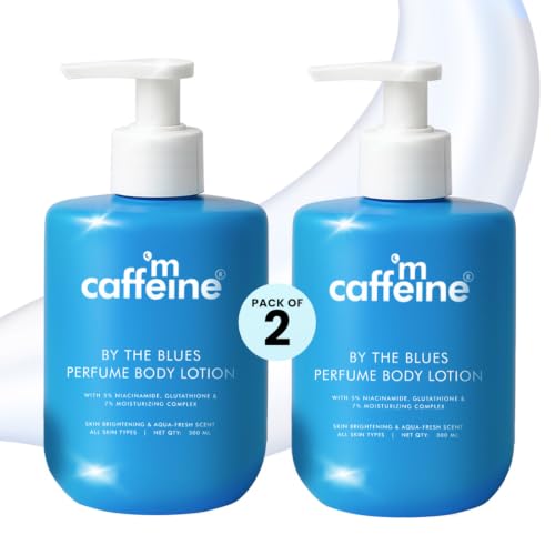 Image of mCaffeine By The Blues Perfume Body Lotion 300ml | 5% Niacinamide & Glutathione for Brightening & Detan | Aquatic-Woody Fragrance | 72H Moisturization| Daily Use Summer Cream Bodylotion for Men & Women