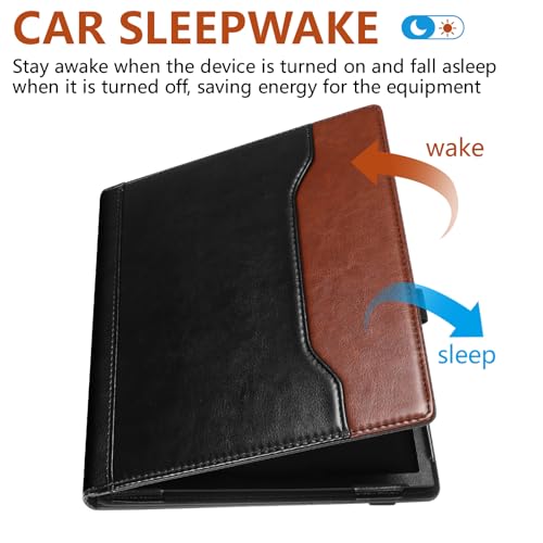 Image of E NET-CASE Case for 10.3 inch Boox Note Air 5 C (2025) / Note Air4 C (2024) / Note Air3 C / Air3 B /W (2023), 360 Degree Rotating Stand Cover with Pen Holder /Hand Strap, Auto Sleep /Wake (Black & Brown)