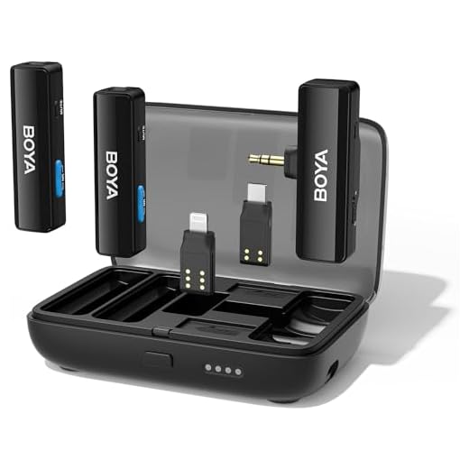 BOYA BOYALINK Wireless Lavalier Microphone for iPhone/Android/Camera Vlogging, All-in-One Lapel Dual Mic System & Lightning & USB-C Inputs & Battery Case for Smartphones/DSLR YouTube Facebook Live