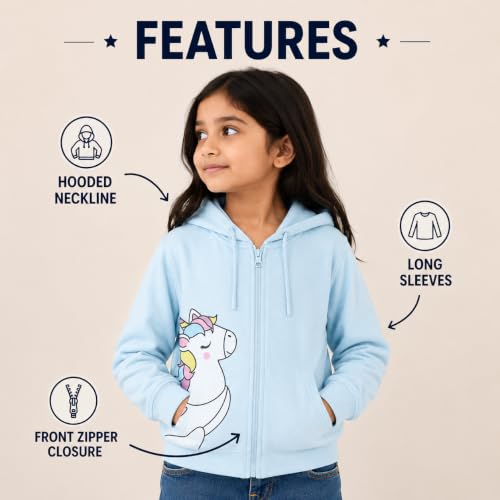 Image of The Mom Store Winter Jackets for Kids | Cute Sweatshirt and Cool Hoodies for Baby Boy and Baby Girls | with Zippers | Hoodie Cap