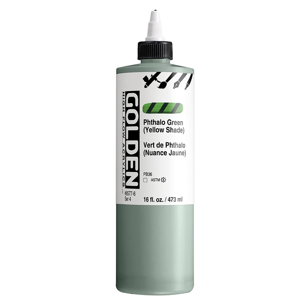 Vert Phthalo nuance jaune GOLDEN High Flow peinture fluide pour de grands projets de pouring