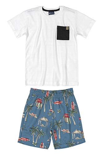 Camiseta e Bermuda Surf, Quimby, Meninos, Branco Especial, 06
