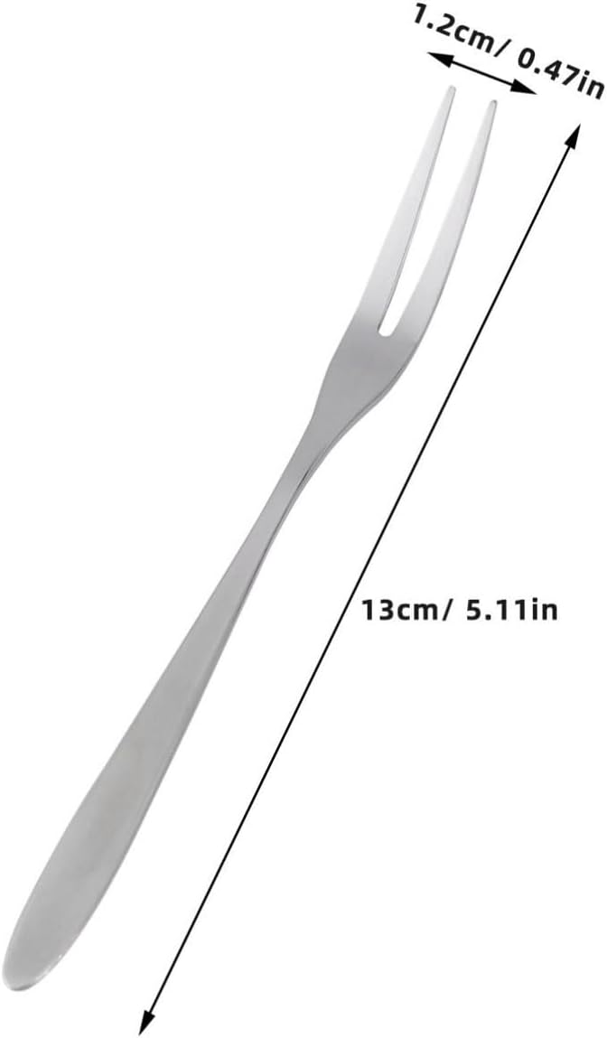Stainless Steel Silver 5pcs Fruit Forks for Mini Cakes and Seafood