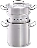 Fissler Original-Profi Collection / Edelstahl-Topf (Ø 20 cm) hoher Kochtopf mit Deckel, Siebeinsatz zum Dünsten und Garen, rostfrei, alle Herdarten, Induktion