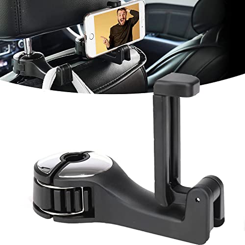 Universel Crochet pour siège arrière de Voiture 2 en 1 avec Support de Téléphone Crochet Voiture Pour Sac Rotation À 360 °Cintre Voiture Appui-tête Crochets siège pour téléphone, Sacs à Main Cover
